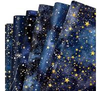 12 Sheets Starry Night Wrapping Paper Watercolor Gold Stars Gift Wrap Paper Bulk Folded Flat for Birthday, Wedding, DIY Crafts, Holiday Presents, Baby Showers, Anniversary Decor, 19.7 x 27.6 Inch