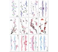 12 Sheets Sunset Mountain And Sea Wrist Tattoo Stickers Cute And Colorful Long Lasting Arm Stickers