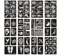 12 Sheets Temporary Tattoo Stencils Kit Reusable for Boys Girls Temporary Tattoo Stencils for Face Body Paint DIY for Party Rainy Days Halloween（Boys）