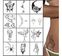 12 Sheets Temporary Tattoos Adult,Semi Permanent Tattoo Long Lasting Waterproof Temporary Tattoo Stickers Lasts 1-2 Weeks Temporary Tattoo Kit for Women and Girl