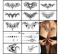 12 Sheets Temporary Tattoos Adult,Semi Permanent Tattoo Women Sexy Temporary Tattoos Kit 2 Week Tattoo Abdomen Waist Waterproof Tattoo Stickers Apply Fake Tattoo for Women and Girl