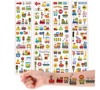 12 Sheets Train Temporary Tattoos for Kids Birthday Party Supplies, Steam Train Railroad Themed Stickers, Classroom Rewards, Carnival Prizes, Vintage Cartoon Decorations Gifts for Boys Girls