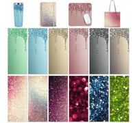 12 Sheets Transfer Ink Sheets for Heat Press Machine, Solid Color Transfer Paper Sublimation for Cricut Mug Press, Glitter Pre-Inked Sublimation Paper for T-Shirts Cup Coasters Mug