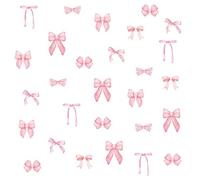12 Sheets Trendy Pink Bow Wall Stickers Light Pink Bow Knot Wall Decals Watercolor Room Mural Stickers for Girls Party Home Nursery, 7.9 x 11.8 Inch