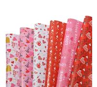 12 Sheets Valentine's Day Wrapping Paper for Men Women,Anniversary DIY Crafts Gifts Wrap Paper with Red Heart Lip Print and LOVE Lettering Design (Pink)