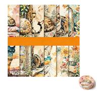 12 Sheets Vintage Cat Scrapbook Papers, 6x6 Inch Cat Patterned Decoupage Paper Sheets and Craft Paper Set for Card Making, Junk Journal, DIY Craft Projects and Scrapbook Supplies Kit