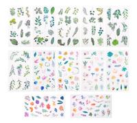 12 Sheets Washi Stickers - 6.5×3.7×0.04In Cute Floral & Leaf Stickers, Residue-Free for Journals, Scrapbooks, Laptops & Adults