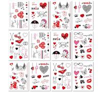 12 Sheets Waterproof Valentine'S Day Temporary Tattoo Stickers Couple Confession Love Stickers