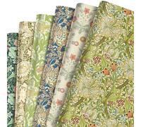 12 Sheets William Morris Wrapping Paper Set William Morris Gift Wrapping Paper 6 Design Green Vines and Flowers Pattern Paper for Flowers Themed Party Wedding Bridal Shower Baby Shower 20'' x 27''