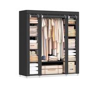 12 Shelves Canvas Wardrobe, Black