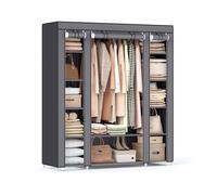 12 Shelves Canvas Wardrobe, Grey