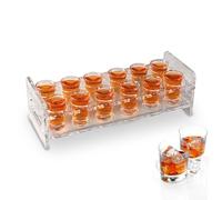 12 Shot Acrylic Glass Holder 12 Holes Tequila Glasses Cup Rack 3.99cm Dia Hole Shot Glass Serving Tray Acrylic Whiskey Shot Glasses Serving Tray for Liquor 13.2x5.1x3.9 inch