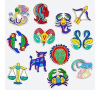 12 Signs of The Zodiac Iron On Sew on Patch, Bundle 12 Constellations Embroidered Patch Decorative Emblem Badge for Hats Bags Backpacks Jeans
