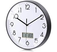12" Silent LCD Digital Wall Clock with Date & Temp