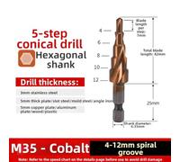 12 Size Grade Cobalt Steel Step Drill Bit Set for Stainless Steel and Metal Use, Enhanced Drilling Speed with Double Edged Design and Anti Offset Drill Tip (A)