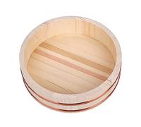 12 Sizes Japanese Wooden Rice Mixing Bowl Sushi Oke Rice Barrel Hangiri Sushi Rice Serving Tub with Copper Bands for Restaurant Home Kitchen(White Pine Wood),60x16cm