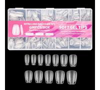 12 Sizes Medium Square Nail Tips 600Pcs - Soft Gel Full Cover Nails-Tips, Clear Acrylic False Press on Nail Tip, NAIL Extensions Kit for DIY Manicure Art Salon