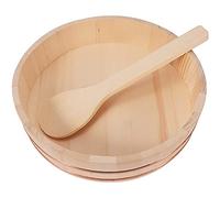 12 Sizes Wooden Hangiri Sushi Rice Bowl Japanese Sushi Mixing Tub Barrel Copper Band with Wooden Shovel for Home Kitchen Restaurant,42x10cm