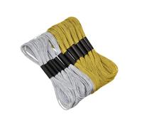 12 Skeins Embroidery Floss Cross Stitch Thread Metallic Glitter Threads for Friendship Bracelets Sewing String Art Supplies (6 Gold, 6 Silver)