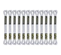 12 Skeins Embroidery Floss, Silver Metallic Embroidery Thread Polyester Cross-Stitch Threads for Hand Embroidery String Art DIY Creation