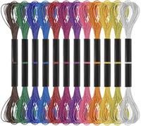 12 Skeins Glitter Embroidery Threads - Multi-Color Metallic Embroidery Floss for Cross Stitch & DIY Crafts - Silk Satin Polyester String for Bracelets & Sewing Projects (Mixed Colors)