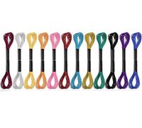 12 Skeins Multi-Color Glitter Metallic Embroidery Threads - Silk Satin Polyester Embroidery Floss for Cross Stitch, DIY Craft Projects & Friendship Bracelets
