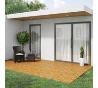 URBNLIVING 9-54 Pcs Acacia Wood Interlocking Deck Tiles for Outdoor Use, 30x30cm Weather-Resistant Square Flooring for Balcony, Garden & Patio, Easy DIY Click Install, Non-Slip, Low Maintenance