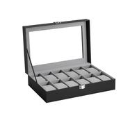 12-Slot Watch Box, Black + Grey