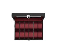12-Slot Watch Box, Black + Wine Red