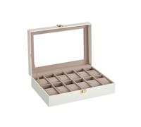 12-Slot Watch Box, Cloud White + Cappuccino Beige