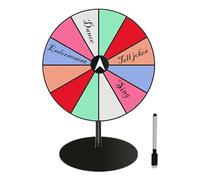 12 Slots Prize Wheel - Spinner Game | Heavy Duty Tabletop Roulette Spinners With Dry Erase Marker | Acrylic Rainbow Rotate To Win Games | Fortune Spin For Trade Shows