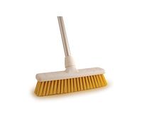 12" Soft Colour Coded Food Hygiene Brush Sweeping Broom and Aluminium Handle YELLOW