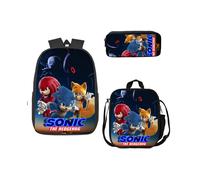 (12) Sonic 3 Piece School Bag Lunch Bag Pencil Case Kids Set