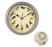 12 Species Bird Song Wall Clock, 10 Inch Bird Clock, Novelty Chiming Birdsong Clocks, Vintage Birds Clocks with Sound, Green Nature-Inspired Design Talking Bird Decorative for Home