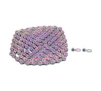 12 Speed Bike Chain, Half Hollow Extra Lightweight Mountain Bike Road Chain, Double X Bridge Design for Smooth Shifting, High Strength Medium Carbon Steel with 2 Chain Connectors a (Rainbow)