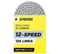 12 Speed Chain for Shimano & SRAM, 126 Links with Quick Link, for E-Bikes & MTB - Alphatrail Q-Carbon Bike Chain, Hardened, up to 7,000 km, for E-MTB, Gravel, Road, 1x12, Eagle, Deore, SLX, XT