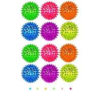12 Spiky 6.5cm LED Flashing Bouncy Disco Balls Age 3+ with Light, Squishy Stress Relief Fidget Squeezy Spikey Ball Toy for OCD ADHD ADD & Autism High Anxiety Levels, Pet Toy or Baby Sensory Class (12_Pack)