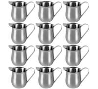 12 Stainless Steel Espresso Shot Pitchers, 3 Oz Mini Creamer Frothing Cups, Latte Art Milk Steam Jugs - Sauce Dispensers For Home, Cafe