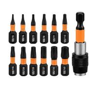 12 Steel Security Bit Pack Script Set with Chip Screwdriver for Various Screw Sizes and Slip Resistant Designs