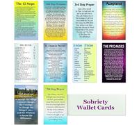 12 Step AA Sobriety Wallet Card- Set of 10 Laminated Recovery wallet cards sized 2x3. Great for Men and Women in Recovery. Celebrate Sober AMilestones.