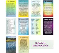 12 Step AA Sobriety Wallet Card- Set of 10 Laminated Recovery wallet cards sized 2x3. Great for Men and Women in Recovery. Celebrate Sober AMilestones.