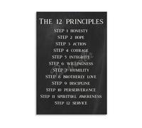 12 Steps of Poster, Alcoholics Anonymous Recovery Principles, Sobriety Wall Art for Therapy Office, Counselor Decor, Living Room, Bedroom(Unframed,12x18inch(30x45cm))