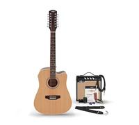 12 String Electro Acoustic Guitar Kit with Accessories by Gear4music | Built-in preamp with 3-band EQ and presence control, includes 15W amp, gig bag, tunwe, capo, strings and plectrums