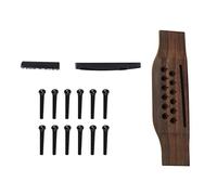 12 String Guitar Rosewood Bridge Kit, Replacement for Acoustic Guitars, Includes 15.5 cm Rosewood Bridge, Black Plastic Pins, Nut and Saddle for Maintenance or Repair