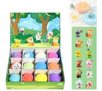 12 Stück Bath Bomb Gift Set for Kids, Bath Bombs for Kids with Surprise Inside, Bunte Badesalz Kugeln in Tierform, Badekugel Set Für Kinder Mit Niedlichen Spielzeugen Zur Pflege Trockener (Typ_D)