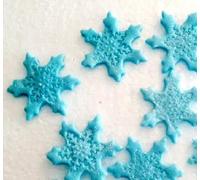 12 Stunning Edible Sugar Snowflakes; Luster Finish; 4.5cm Handmade Frozen, Christmas Cake/Cupcake Toppers/Decorations (Blue)