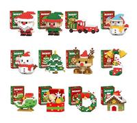12 Style Christmas Building Blocks Set - Santa, Tree, Train Mini Bricks Kit, Festive Holiday Collection, DIY Home Office Decor, STEM Education Toy, New Year Gift for Adult, Kid