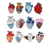12 Styles Anatomical Heart Brooch Scientific Heart Drop Glaze Brooches Lapel Pins Jewelry For Wife Sister Mother Brooch Pins For Women Vintage