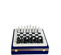 12” Stylish Marble Chess Set 2 Player Board Game for Adults Handcrafted stone Board & Marble with Faux Leather/Velvet briefcase gift box Chess ideal for Home Decor (Velvet, White-Black)