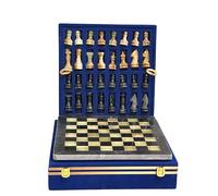 12” Stylish Marble Chess Set 2 Player Board Game for Adults Handcrafted stone Board & Marble with Faux Leather/Velvet briefcase gift box Chess ideal for Home Decor (Velvet, Black-Multi)